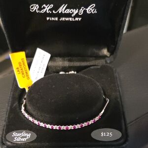 Sterling Silver Pink Gemstone Tennis Bracelet